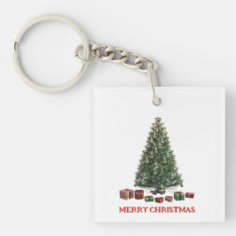 Prettig kerstfeest. Kerstboom (ontwerp 1) met cade Sleutelhanger