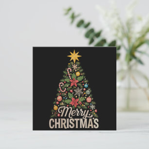Prettig kerstfeest Kerstboom Vintage feestdagen Feestdagenkaart