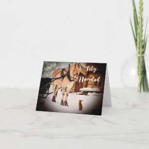 Prettig Kerstfeest Kerstdag boerderij met paard Feestdagen Kaart