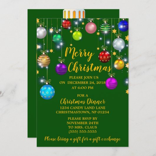 Prettig kerstfeest, kerstdiner kaart (Voorkant / Achterkant)