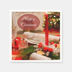 "Prettig Kerstfeest" Kerstknallers & Kaarsen Servetten