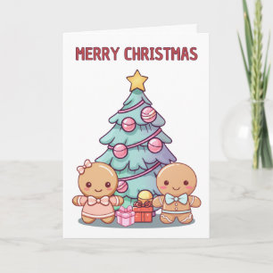 Prettig kerstfeest, kerstkransmannetjes en kerstbo kaart