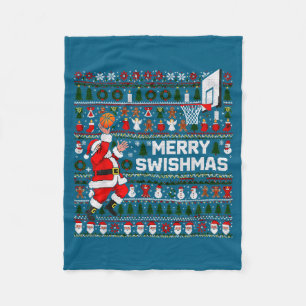 Prettig Kerstfeest Kerstman Basketbal Verschrikkel Fleece Deken