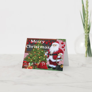 Prettig kerstfeest Kerstman en kerstboom Feestdagen Kaart