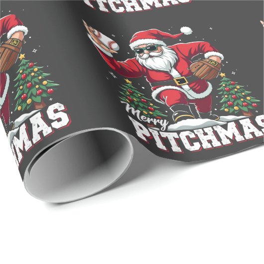 Prettig Kerstfeest Kerstman Honkbal Liefhebber Cadeaupapier (Rol Hoek)