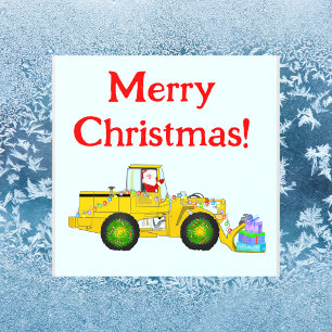 Prettig kerstfeest Kerstman in bulldozer brengt ca Raamsticker
