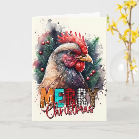 Prettig kerstfeest Kerstman Kip Kaart (Gele Bloem)