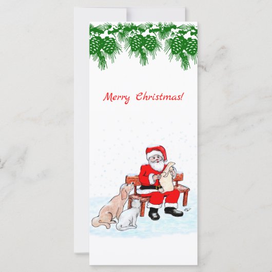 Prettig kerstfeest - Kerstman met Kat en Hond (Voorkant)