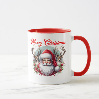 Prettig kerstfeest Kerstman met rendieren Mok