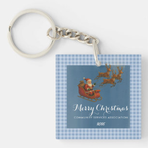 Prettig kerstfeest Kerstman Rendieren Sleutelhanger