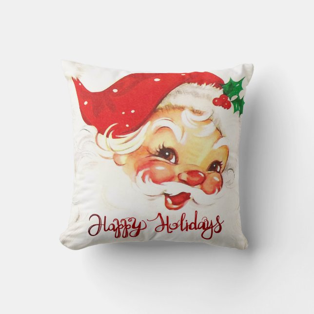 Prettig kerstfeest, Kerstman Retro Kussen (Voorkant)