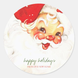 Prettig kerstfeest, Kerstman Retro Ronde Sticker