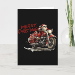 Prettig kerstfeest Kerstman rijdend op een vintage Kaart