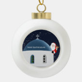 Prettig kerstfeest, Kerstman & Rudolph in Griekenl Keramische Bal Ornament (Voorkant)
