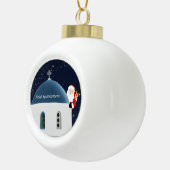 Prettig kerstfeest, Kerstman & Rudolph in Griekenl Keramische Bal Ornament (Rechts)