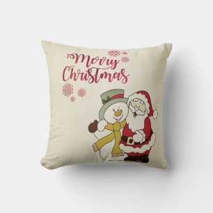 Prettig kerstfeest,Kerstman,Sneeuwman Kussen