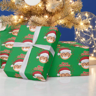 Prettig kerstfeest Kerstman Snor En Bril Cadeaupapier