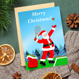 Prettig kerstfeest Kerstman Tennis Feestdagen Kaart