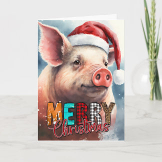 Prettig kerstfeest Kerstman VARKEN Kaart