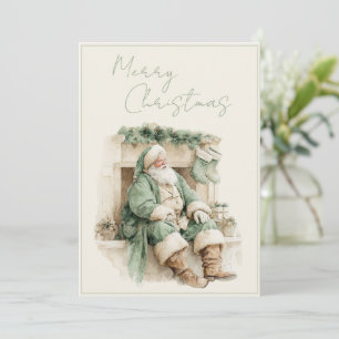 Prettig kerstfeest Kerstman Vintage Kerstmis Feestdagenkaart