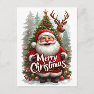 Prettig kerstfeest Kerstman Winter Woud Briefkaart