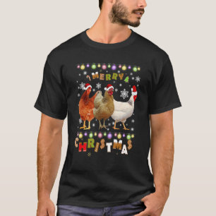 Prettig kerstfeest Kip  Santa hoed lichten Kerstmi T-shirt
