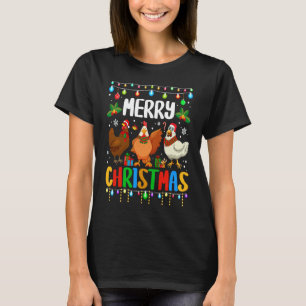 Prettig kerstfeest Kip Santa-hoed Lichtjes Xmas Py T-shirt