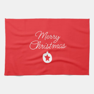 Prettig kerstfeest Klassiek Uniek Minimalistisch E Theedoek