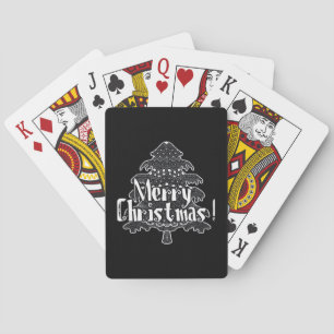 Prettig kerstfeest, klassieke kerstboom pokerkaarten