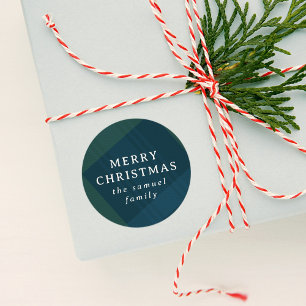 Prettig kerstfeest klassieke vakantie ruit geperso ronde sticker