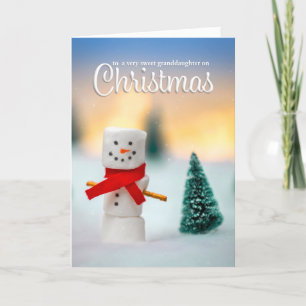 Prettig kerstfeest kleindochter Marshmallow Sneeuw Feestdagen Kaart