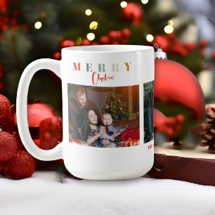 Prettig kerstfeest kleurrijke familie collage typo koffiemok