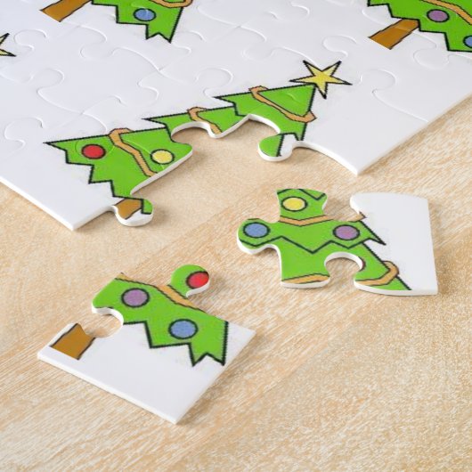 Prettig kerstfeest Kleurrijke heldergroene boom Legpuzzel (Zijkant)