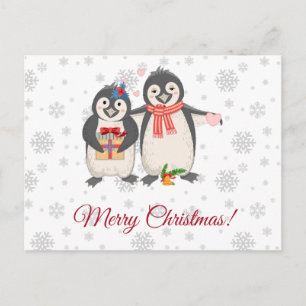Prettig kerstfeest Knuffel Pinguïn Koppel Briefkaart