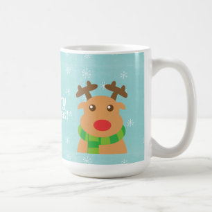 Prettig kerstfeest - Knuffelachtig rendier met rod Koffiemok