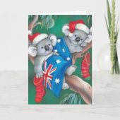 Prettig kerstfeest koala beren feestdagen kaart (Voorkant)