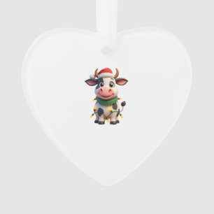 Prettig kerstfeest Koe Santa Kerstlichten Koe Xma Ornament