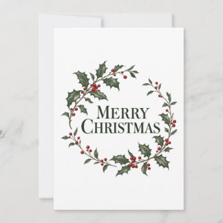 Prettig kerstfeest krans van hulst feestdagenkaart