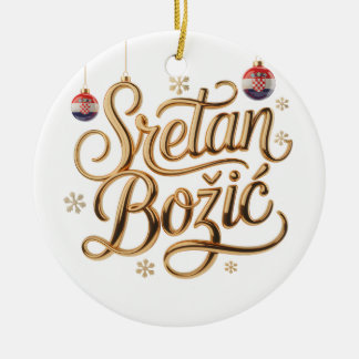 Prettig Kerstfeest | Kroatisch Prettig Kerstfeest  Keramisch Ornament