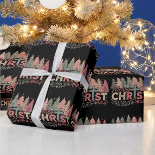 Prettig kerstfeest kruis geloof Jezus christelijk  Cadeaupapier