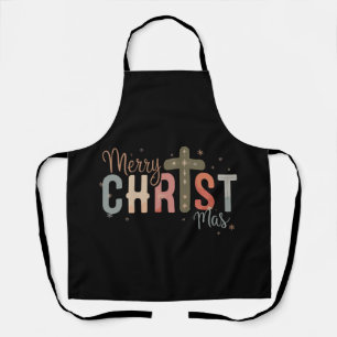 Prettig kerstfeest kruis religieus christelijk gez schort
