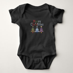 Prettig kerstfeest kruis Xmas boom Retro Romper