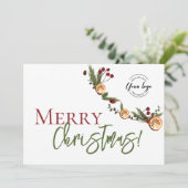 Prettig kerstfeest laat Sinaasappels krans Eigen l Feestdagenkaart (Staand voorkant)