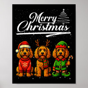 Prettig kerstfeest Labradoodle Rendier Elf Kerstma Poster
