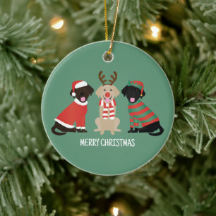Prettig kerstfeest Labrador Retriever honden Keramisch Ornament