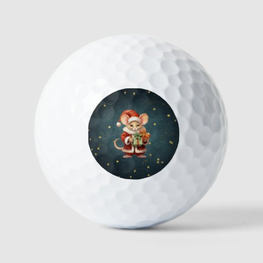 Prettig kerstfeest leuk muis golfballen (Voorkant)