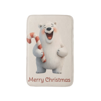 Prettig kerstfeest Leuk ontwerp van ijsbeer Badmat