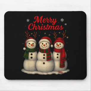 Prettig kerstfeest leuk sneeuwman ontwerp muismat
