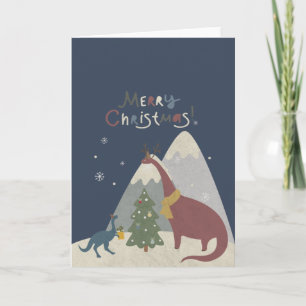 Prettig kerstfeest Leuke Dinosauriërs Kaart