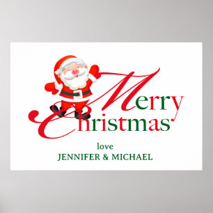 Prettig kerstfeest lief script grappige kerstman poster